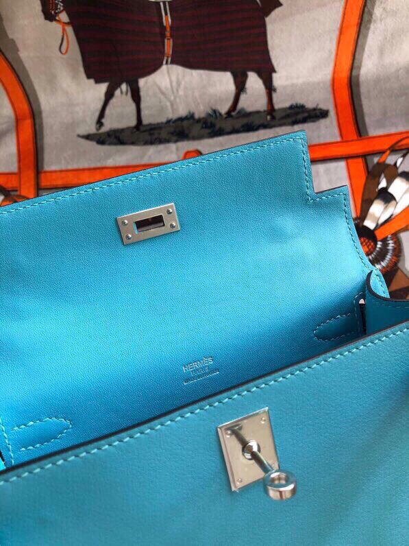 에르메스 미니 켈리백22 노던블루 은장 스위프트